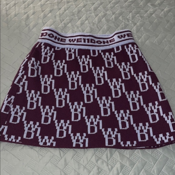 We11done Dresses & Skirts - We11Done Maroon Patterned Mini Skirt